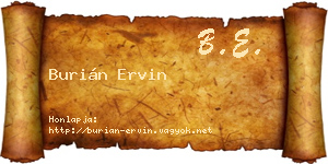 Burián Ervin névjegykártya